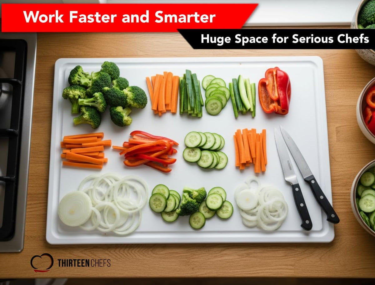 18x12 White Cutting Board with Groove, 1/2" Thick Plastic