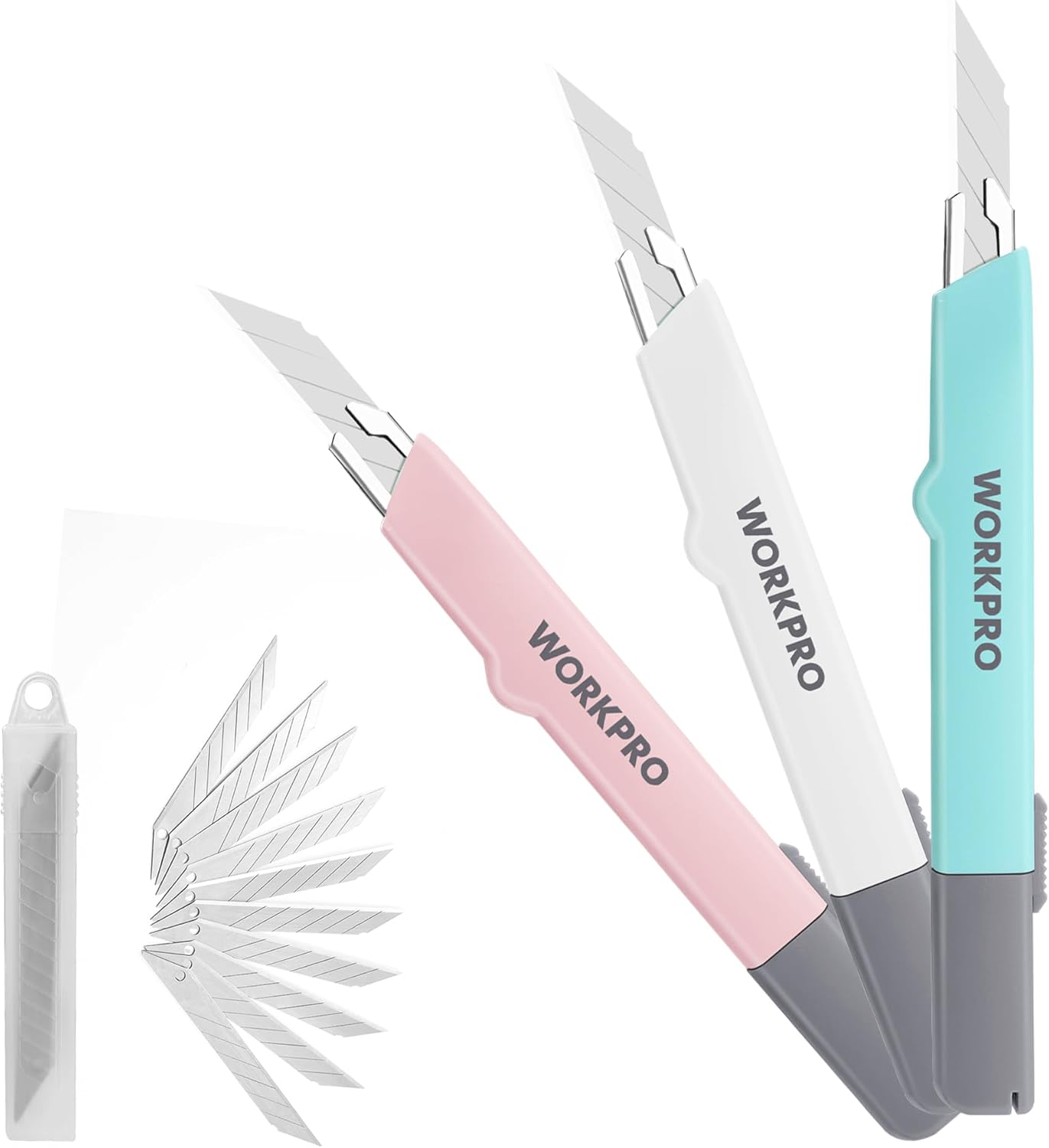 Premium Utility Knife Retractable Snap-off blade, Gift for Men/Women Heavy Duty Box Cutter Set, Razor Knife Exacto Craft Knives, with 10 Extra 9mm Blades, Pack of 3