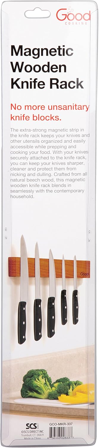 Magnetic Knife Strip w XL 18" Design- Powerful Magnet Wooden Knife Rack for Easy Wall Mounting- Secure your Knives and Utensils and Free Up Space