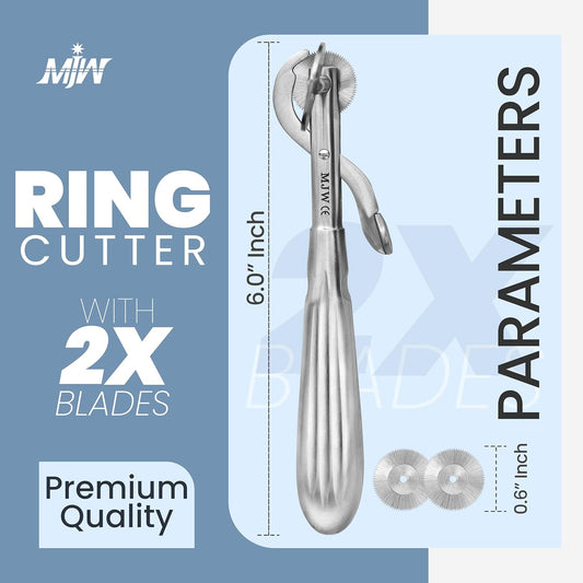 Finger Ring Cutter with 2 Replacement Blades - Stainless Steel Emergency Jewelry Cutting Tool Ideal First Aid instrument, EMT Ring Remover Tool with Finger Protection