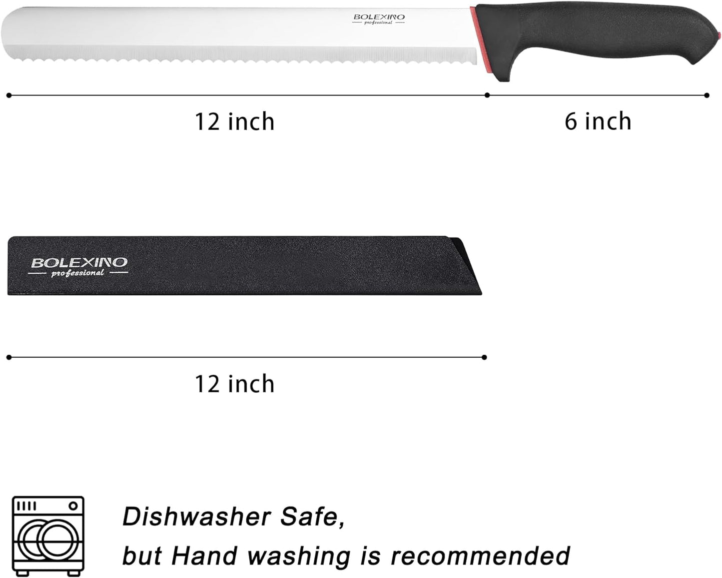 12 Inch Serrated Bread Knife for Homemade Bread, Stainless Steel Wide Wavy Edge Knife, Multi-Purpose Kitchen Knife, Efficient Cake Slicer, Ultra Sharp Baker's Knife for Cutting Crusty Breads, Cake