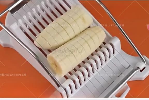 White Luncheon Meat Slicer Fruit Soft Boiled Egg Cheese Butter Slicers Cutter, Stainless Steel Wires, Cuts 10 Slices