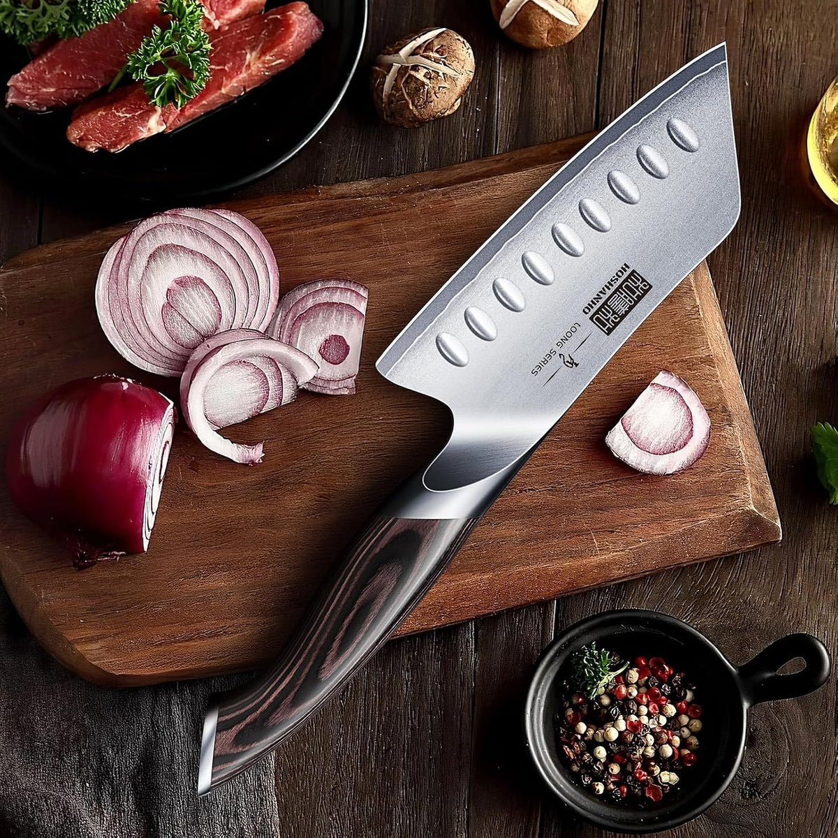 7 Inch Japanese Chef Knife, Ultra Sharp Kitchen Santoku Knives