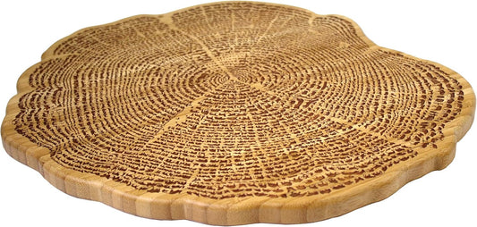 Tree of Life Bamboo Serving and Cutting Board with Laser-Engraved Animal Artwork