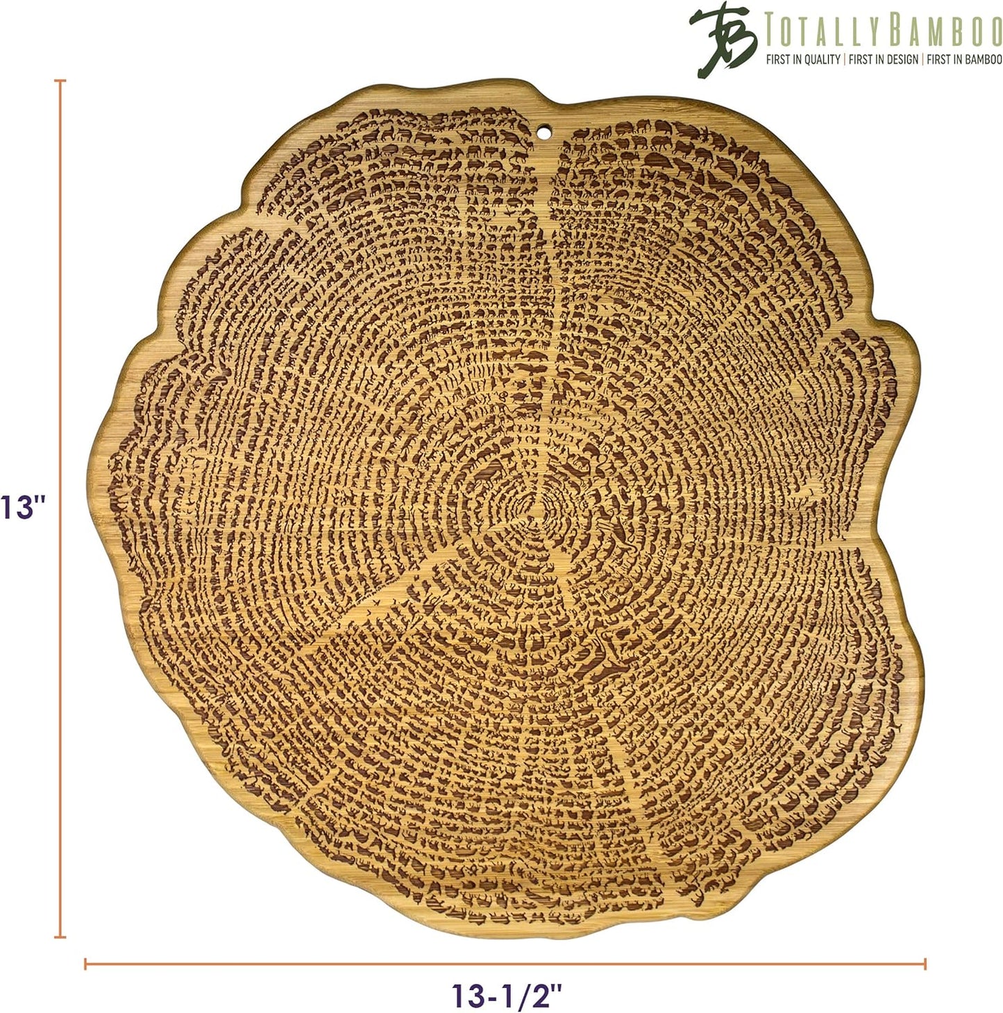Tree of Life Bamboo Serving and Cutting Board with Laser-Engraved Animal Artwork