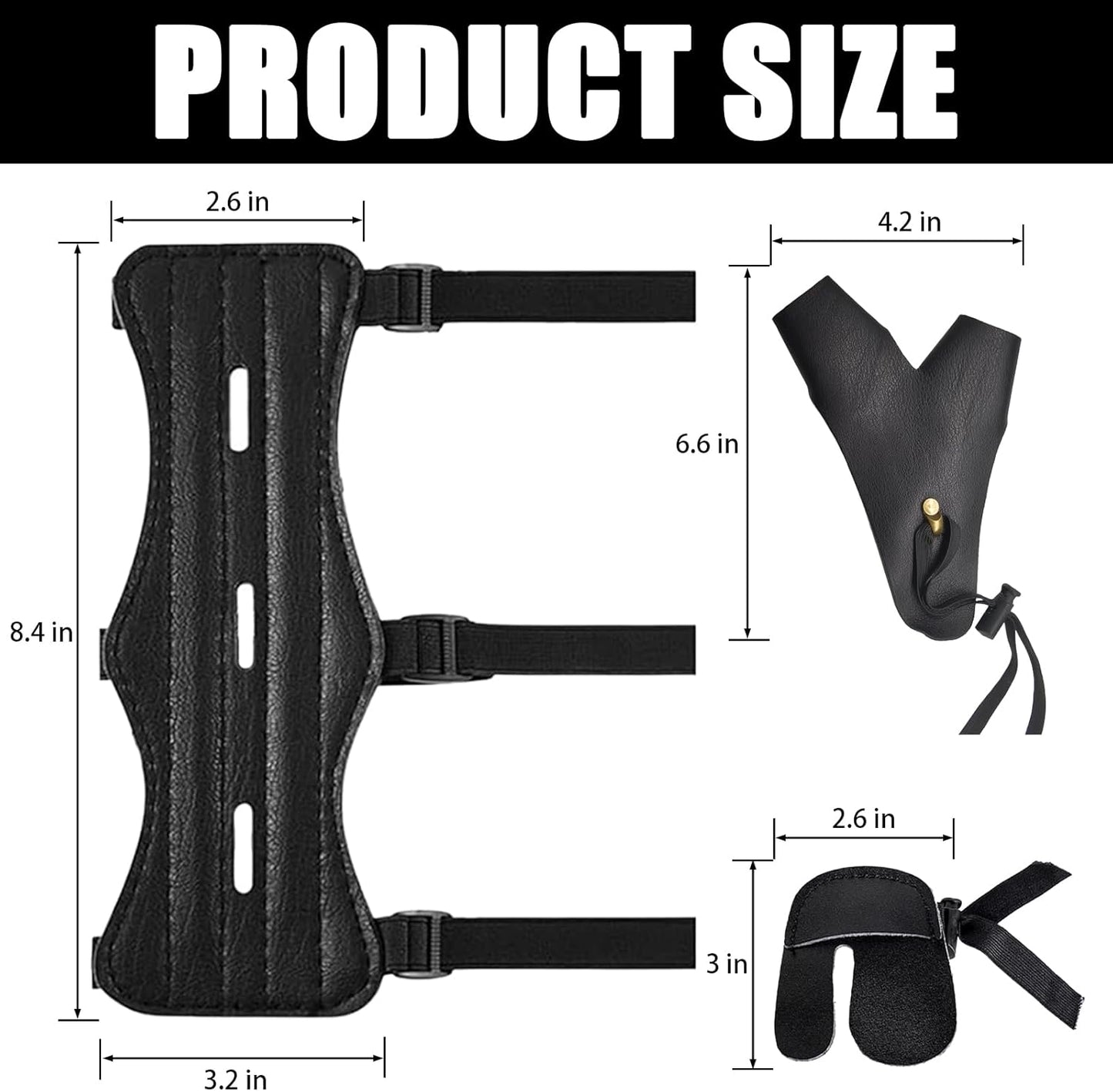 Archery Arm Guard,Archery Arm Guard Finger Tab Set, Adjustable Leather Forearm Guard, Archery Protective Accessories for Recurve Compound Bow