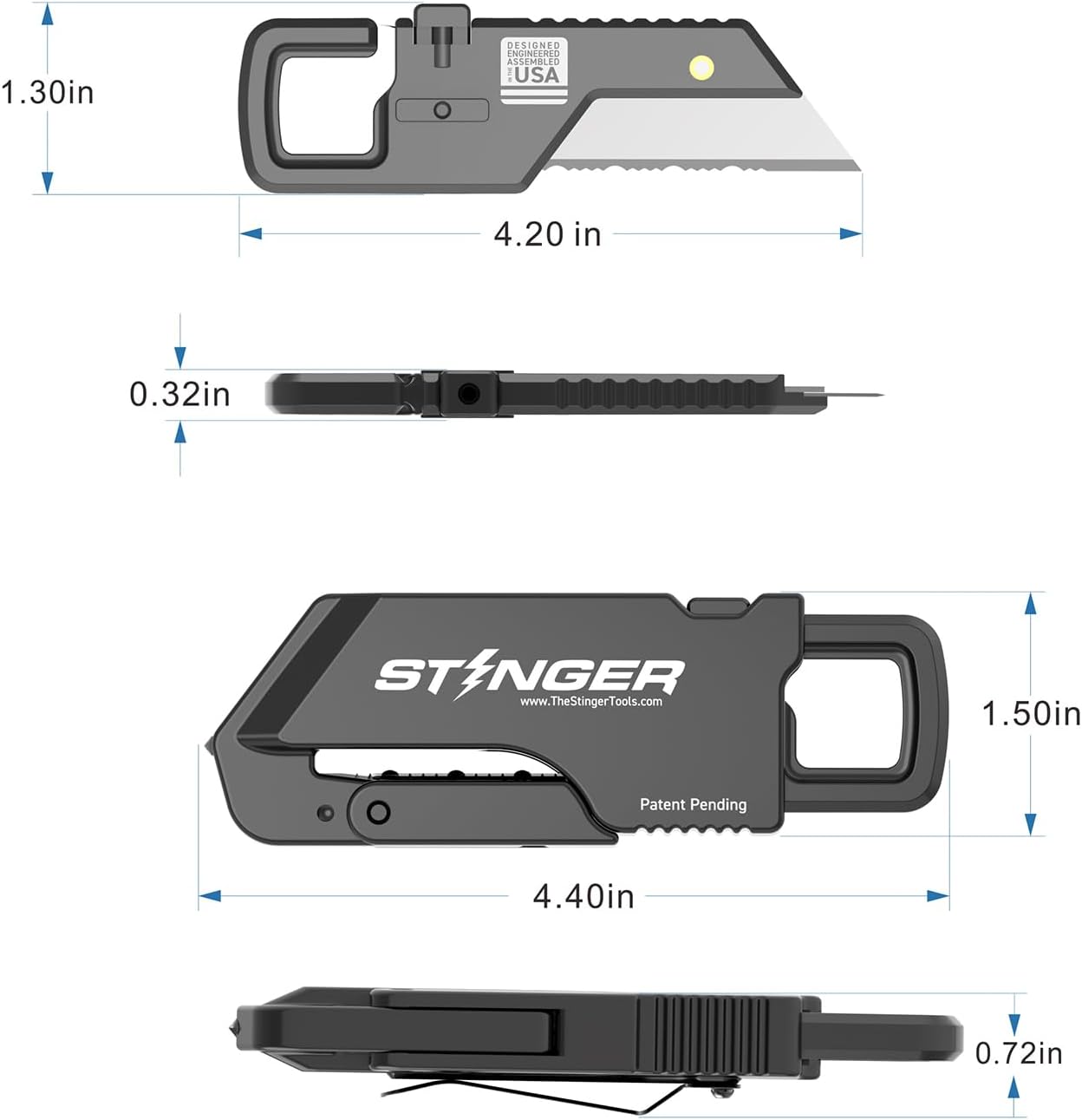 ResqBlade Emergency tool Pocket Knife, Utility Knife with Window Breaker Seatbelt Cutter, Box Cutter, with 3 Extra Partially Serrated Utility Blades