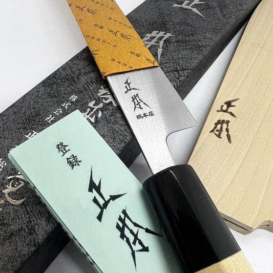 SW Japanese Petty Knife with Sheath 6.5" (165mm) Made in JAPAN, Professional Kitchen Utility Knife for Fruit and Vegetable, Ultra Sharp Swedish Stainless Steel Blade, Wood Wa Handle