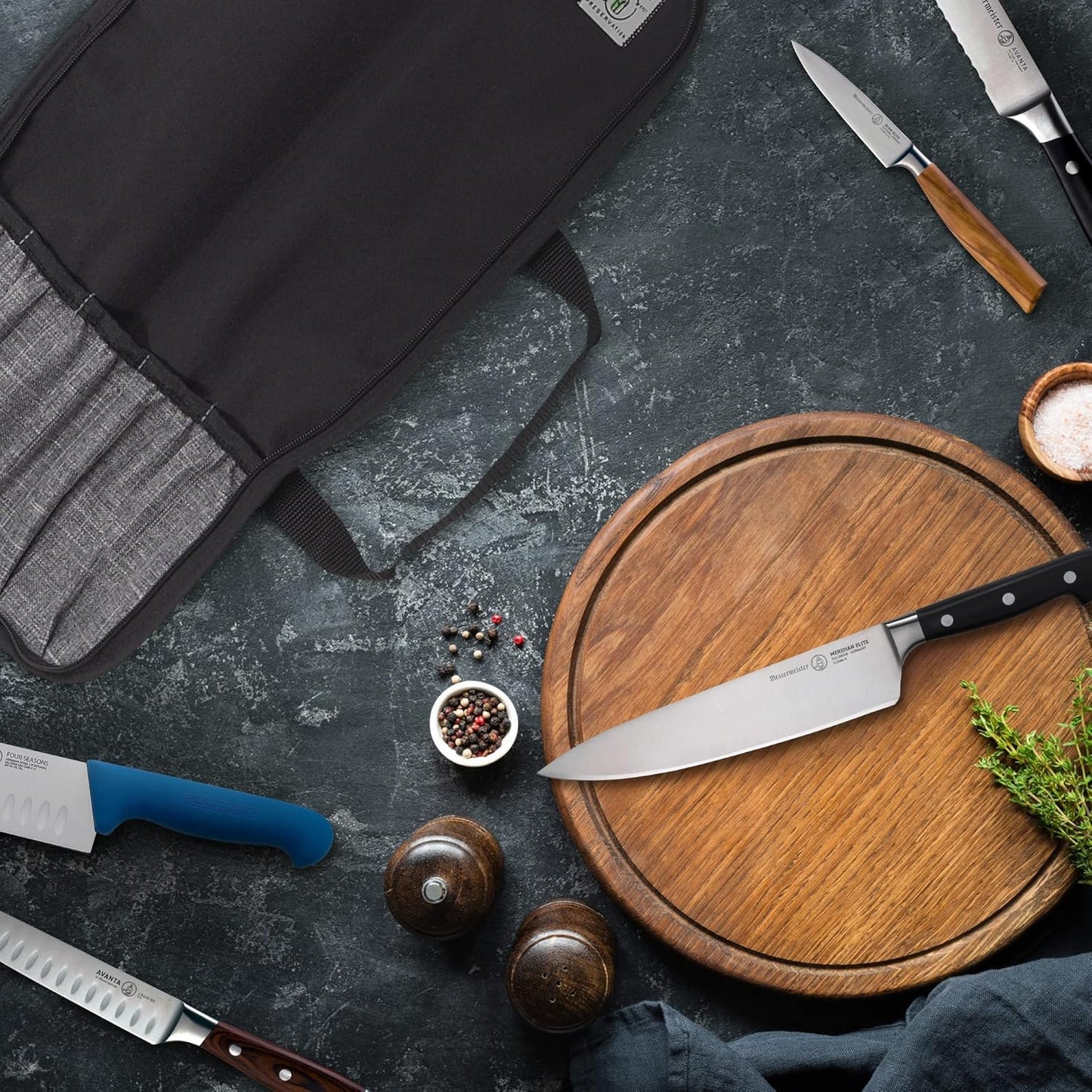 Preservation 5-Pocket Knife Luggage, Black - 5 Elasticized, Reinforced Pockets for Culinary Tools - Holds Up to 18” Knife - Made From 100% Recycled Water Bottles