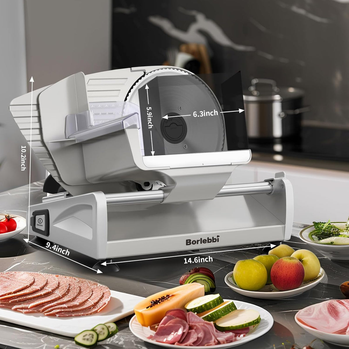 Meat Slicer Machine for Home, 200W Food Slicer with Two 7.5" Blades | 200W DC Motor, 2 Removable 7.5" Stainless Steel Blades, Stainless Steel Tray, Child Lock, 0-15 mm Adjustable Thickness