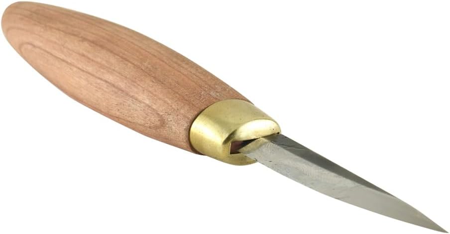 Wood Carving Knives | Sloyd Knife | 1095 High Carbon Steel Blade | 7-1/2 inch Length | 2-7/8 inch No-Flex Blade with Extended Tang | Ergonomic Cherry Hardwood Handle | KN50 |Made in the U.S.A.