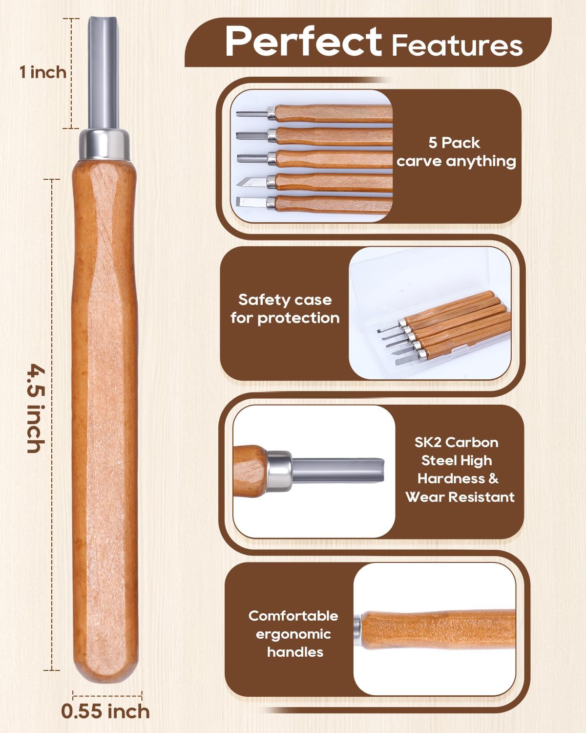 12 Pack Linocut Wood Carving Tools Set Linoleum Hand Wood Carving Kit Whittling Knives V-Chisel Angled Gouge Half Round Woodcarving Tools Set Whittling Kit for Linocut Printmaking Supplies Gift