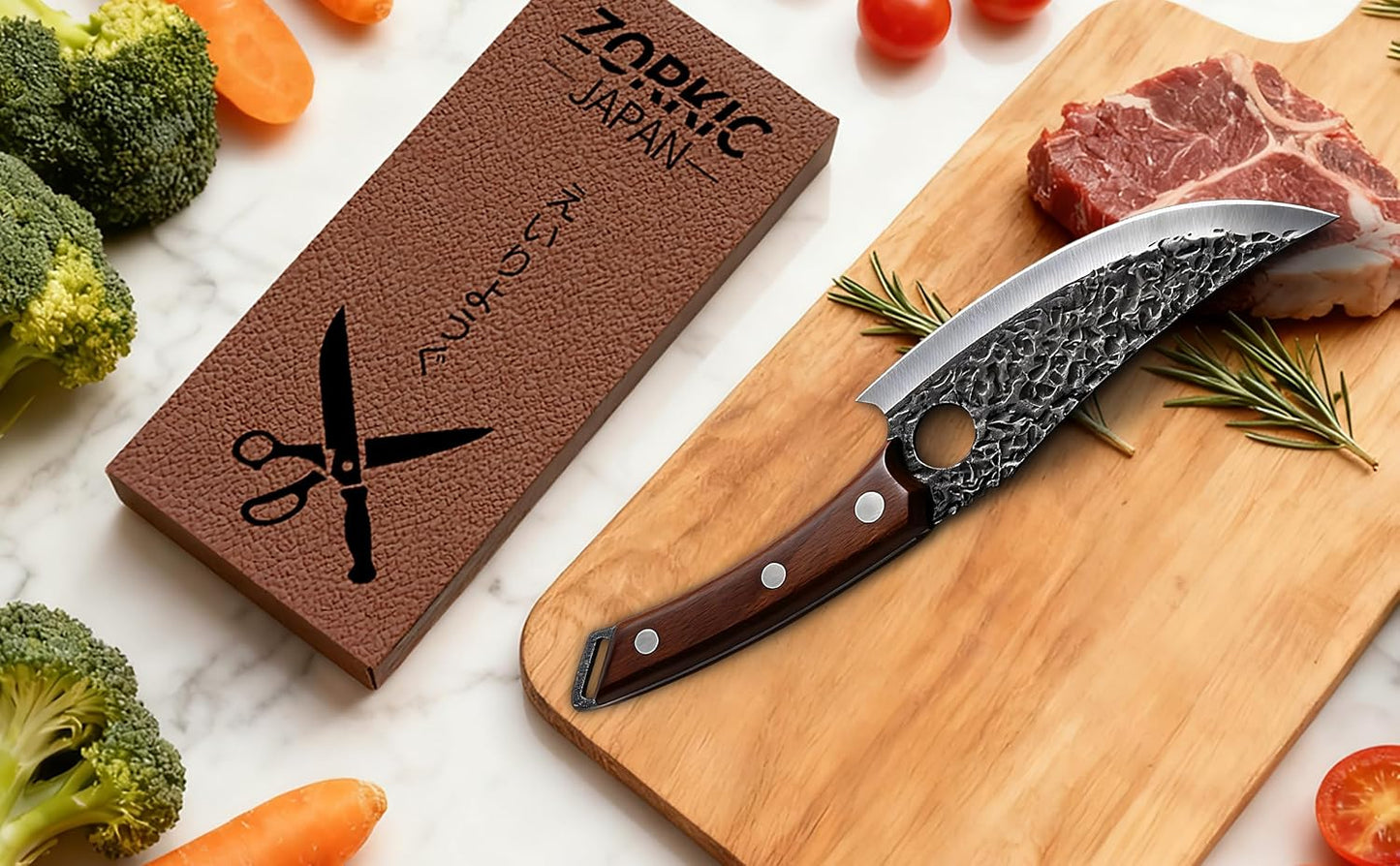 Viking Knife, Butcher Knife Set Hand Forged Boning Knives, Japanese Serbian Chef knives Kitchen Chopping for Meat Cutting Chefs Cleaver Camping Cooking, BBQ, Gifts for Men