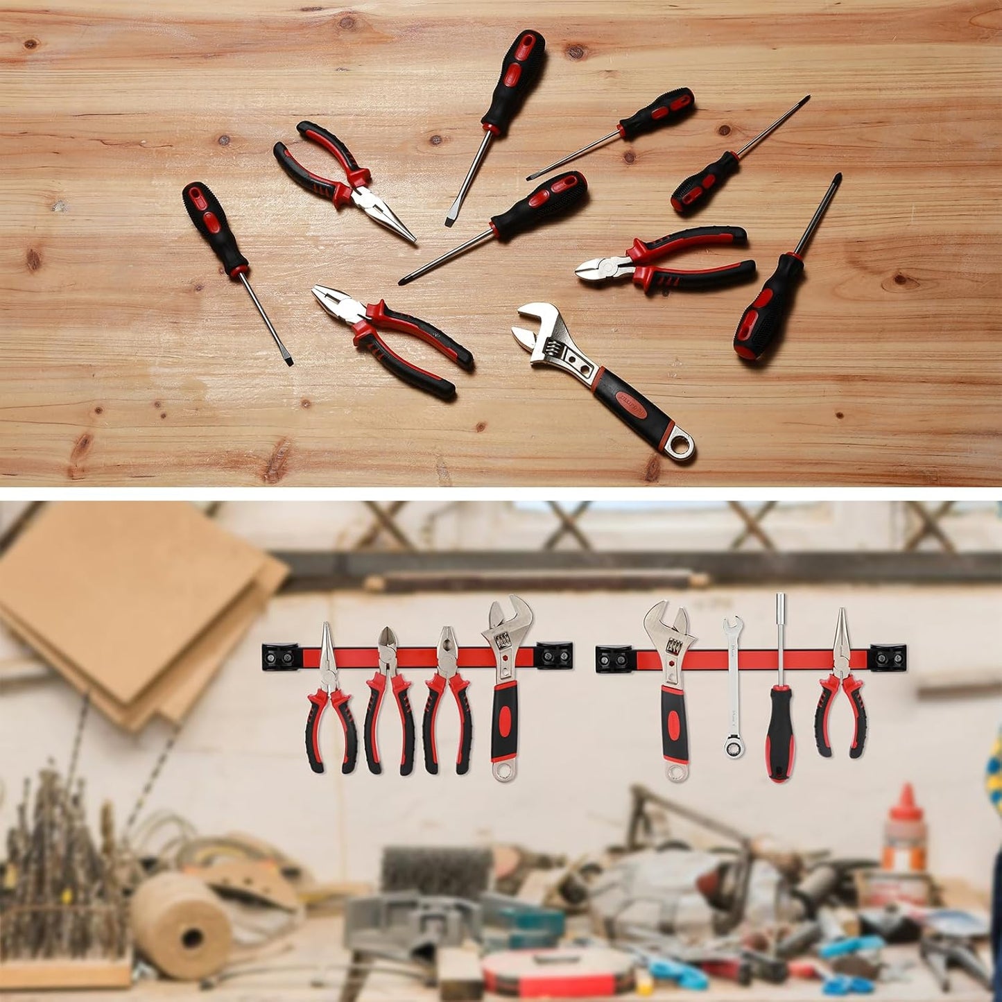 12" Magnetic Tool Holder Strip, 6 Packs, Metal Magnet Tool Organizer Bars for Garage, Workshop, Magnetic Strip for Tools