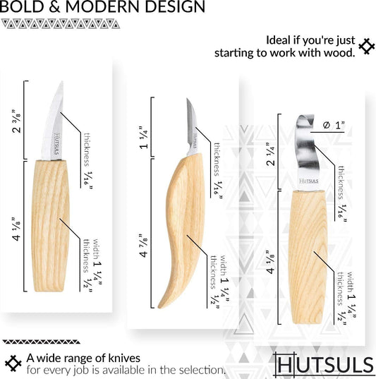 Wood Whittling Kit for Beginners - Razor Sharp Wood Carving Knife Set in Beautifully Designed Gift Box, Whittling Knife for Kids and Adults (8 Pieces)