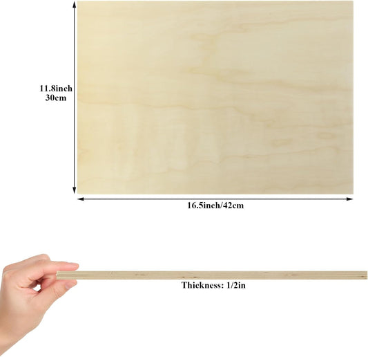 5 Pack Basswood Sheets for Crafts, 12 x 16 x 1/2 Inch 12mm Thin Plywood Sheets Unfinished Bass Wood Boards for Arts and Crafts, Painting, Pyrography, Wood Engraving, Wood Burning, Architectural Models