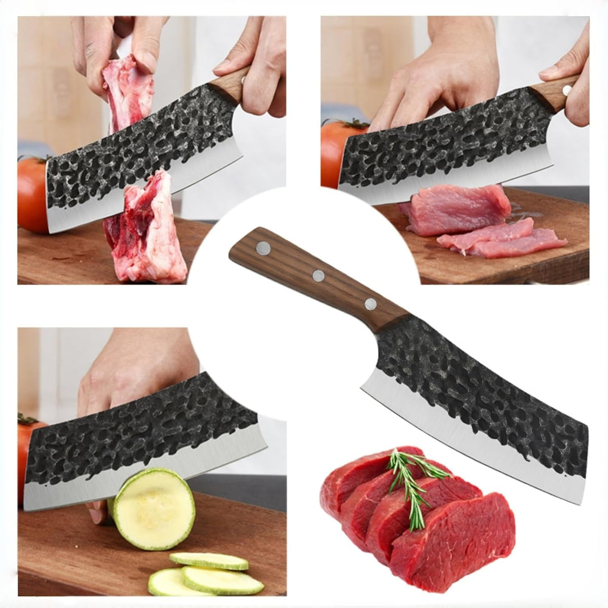 Meat Cleaver Knife Set, 2PCS Hand Forged Sharp Heavy Duty Bone Chopper