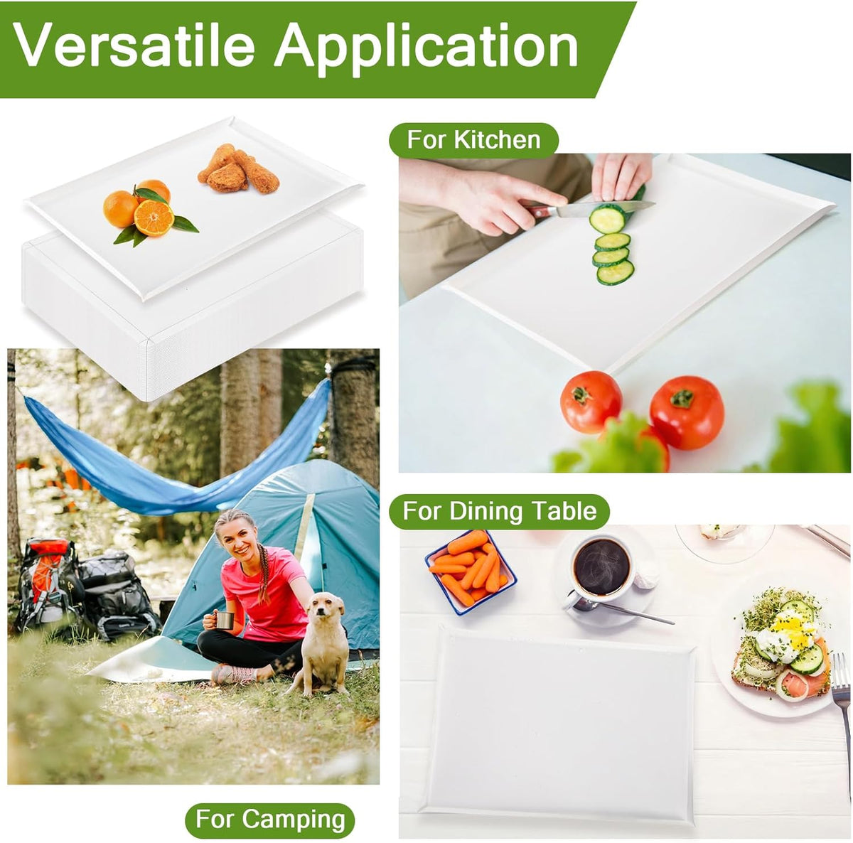 50 Count Disposable Cutting Boards, 17x12 Inch Flexible Plastic Cutting Mats with Built-in Crease, Collapsible Cutting Board Sheets Chopping Boards for Kitchen Home & Commercial Use, White