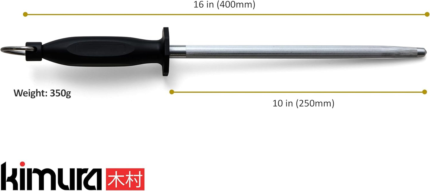 ® Professional Honing Steel, 10 inch Honing Rod, Carbon Steel Knife Sharpener, Magnetized Steel, Ergonomic & Balanced Polypropylene Handle, Ideal for All Chef Knives, Japanese Gift Box
