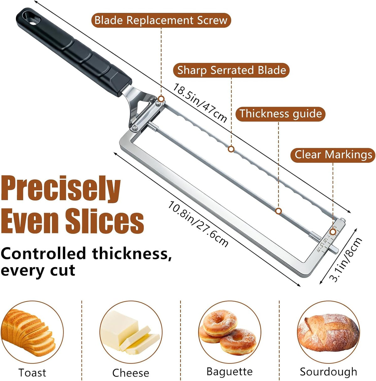 Adjustable Bread Slicer for Homemade Bread,Bread Knife With Slicing Guide