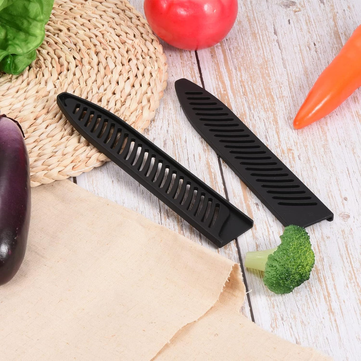 PP Safety Knife Cover Sleeves for 8" Carving Knife, 5 Pack Knives Edge Guard Blade Protector Universal Knife Sheath for Kitchen, Black