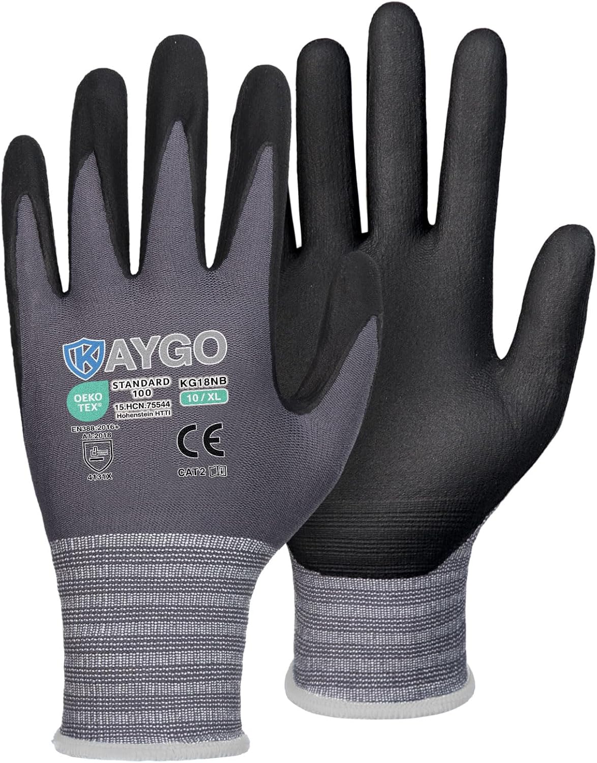 Safety Work Gloves, MicroFoam Nitrile Coated, Men Women,KG18N | Anti-Slip Grip, Breathable and Lightweight , Durable, Seamless Knit Nylon, For Construction, Warehouse, Automotive