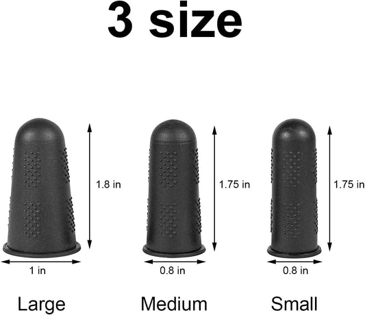 Finger Protectors 12 Pcs 3 Sizes, Rubber Fingers Tips, Silicone Finger Protectors, Silicone Finger Tip Protectors, for Embroidery, Sewing, Cutting, Hot Glue Gun, Sorting Task Etc (Black, S,M,L)
