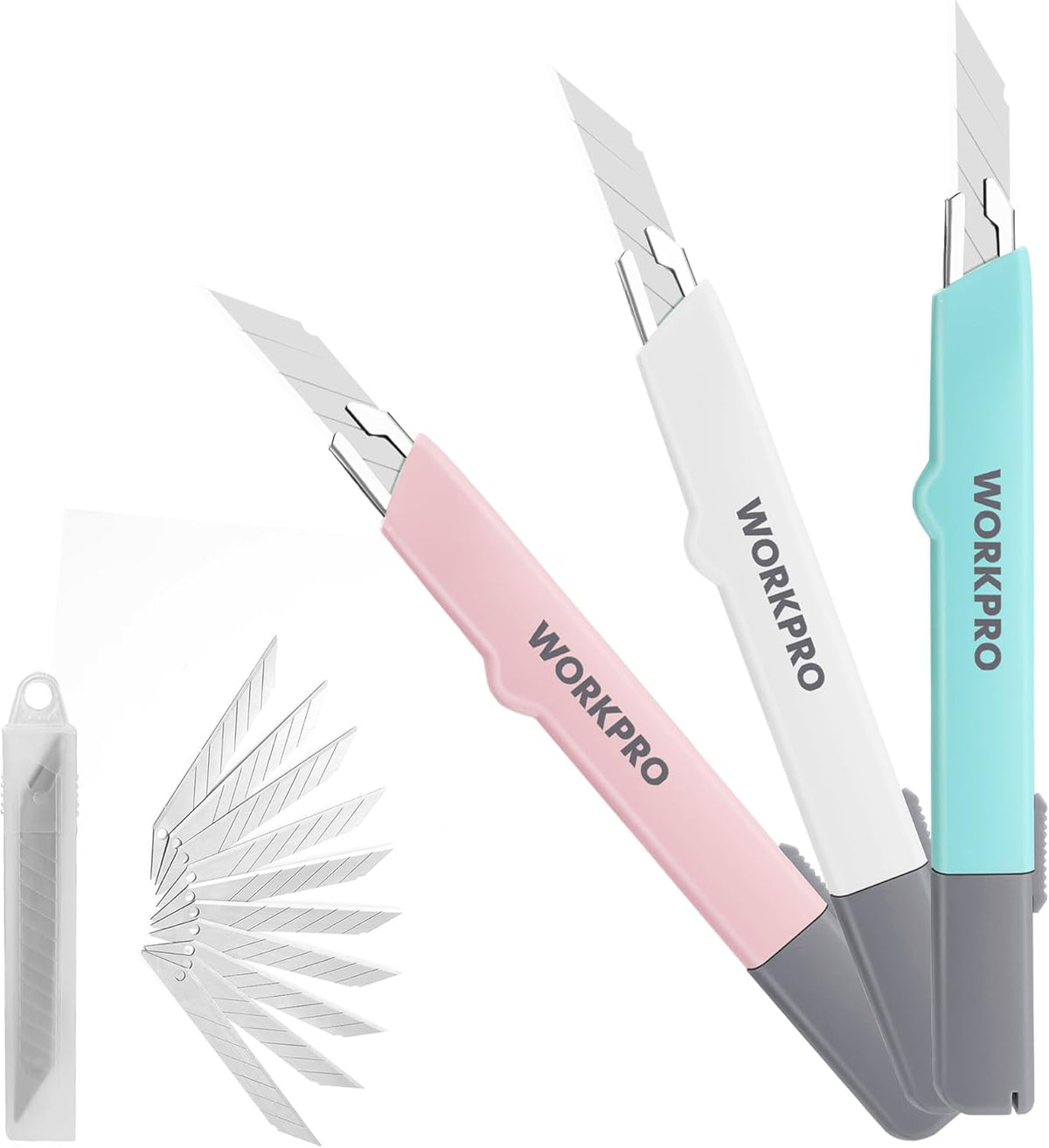 Premium Utility Knife Retractable Snap-off blade, Gift for Men/Women Heavy Duty Box Cutter Set, Razor Knife Exacto Craft Knives, with 10 Extra 9mm Blades, Pack of 3