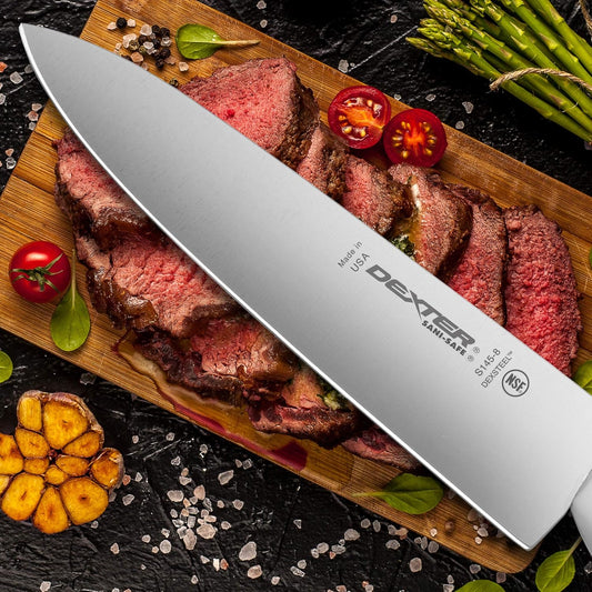 8" Chef's Knife – S145-10PCP | SANI-SAFE Series | High-Carbon Stainless Steel Blade, NSF Certified, Slip-Resistant White Handle, Made in USA