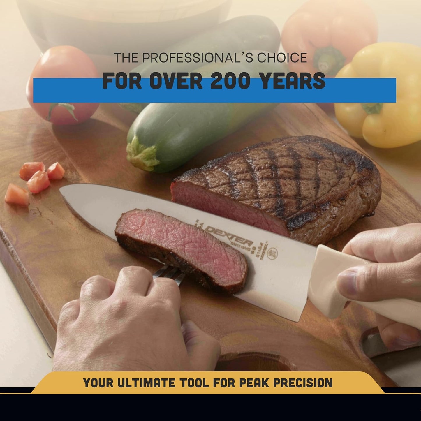 8" Chef's Knife – S145-10PCP | SANI-SAFE Series | High-Carbon Stainless Steel Blade, NSF Certified, Slip-Resistant White Handle, Made in USA