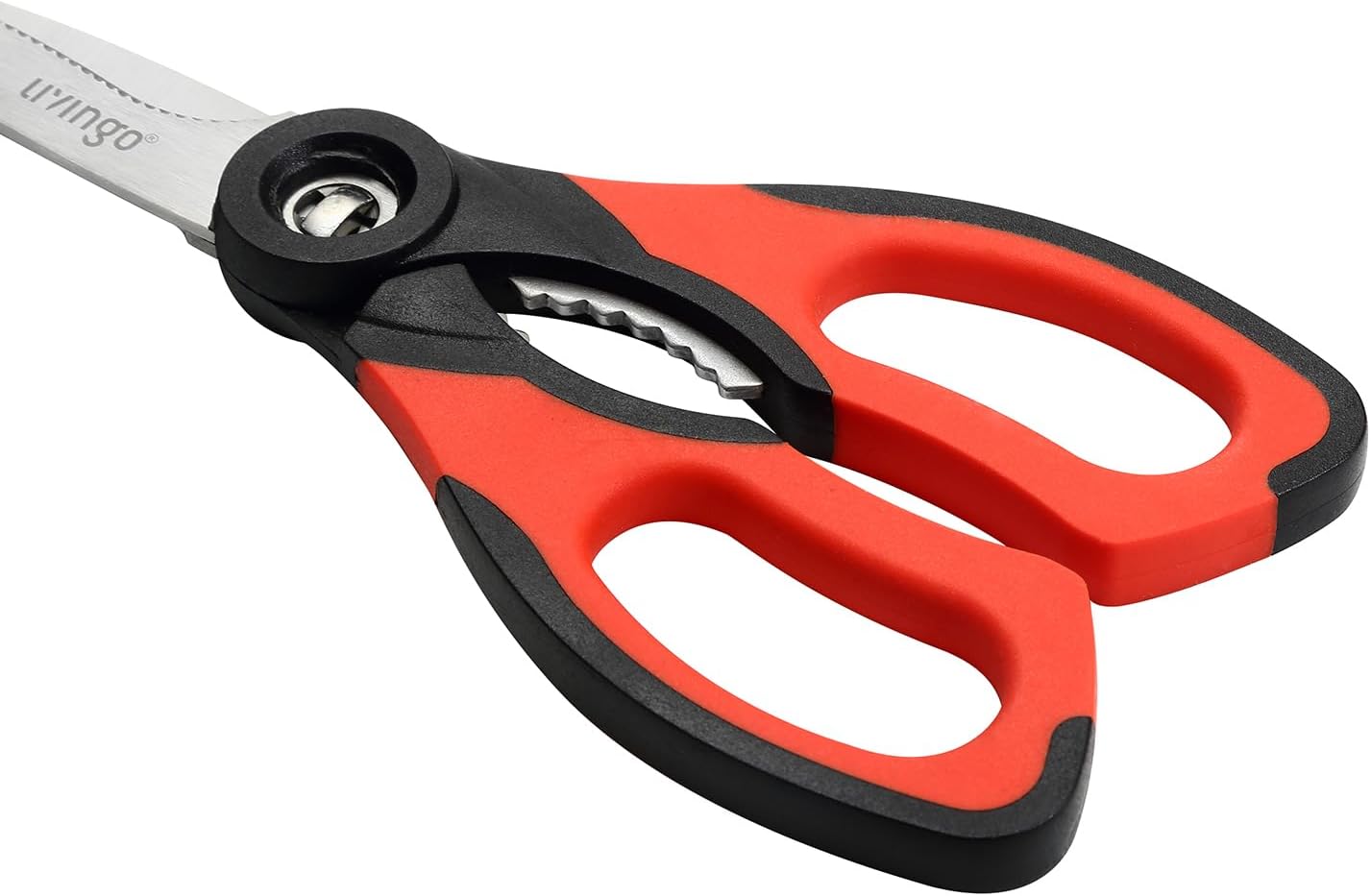 8.5 Inch Kitchen Shears Serrated Blade Food Scissors | Detachable Stainless Steel Kitchen Scissors with Serrated Blades and Nut Cracker for Easy Cleaning and Food Preparation