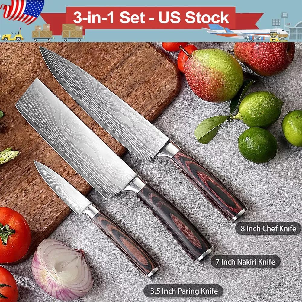 7" Nakiri Knife, High Carbon Stainless Steel Vegetable Cleaver | Razor-sharp multipurpose blade for meat & veggies, non-slip handle, premium gift box, perfect housewarming gift