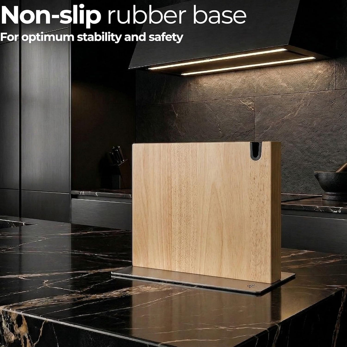 Magnetic Knife Block Stand XL with Built-in Knife Sharpener Wooden Magnetic Knife Holder for Kitchen Knife Storage Elegant and Sturdy Countertop Knife Stand Knife Magnet in Acacia Wood