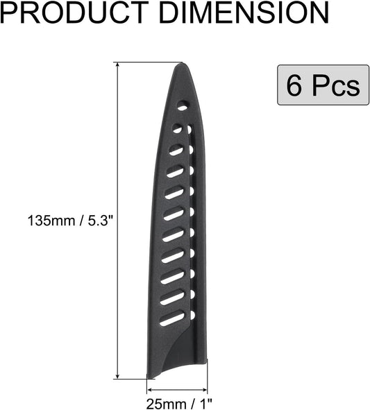 6 Pcs Knife Cover Sleeves, 5.3" x 1" PP Knives Edge Guard Blade Protector Universal Knife Sheath for Home Kitchen, Black