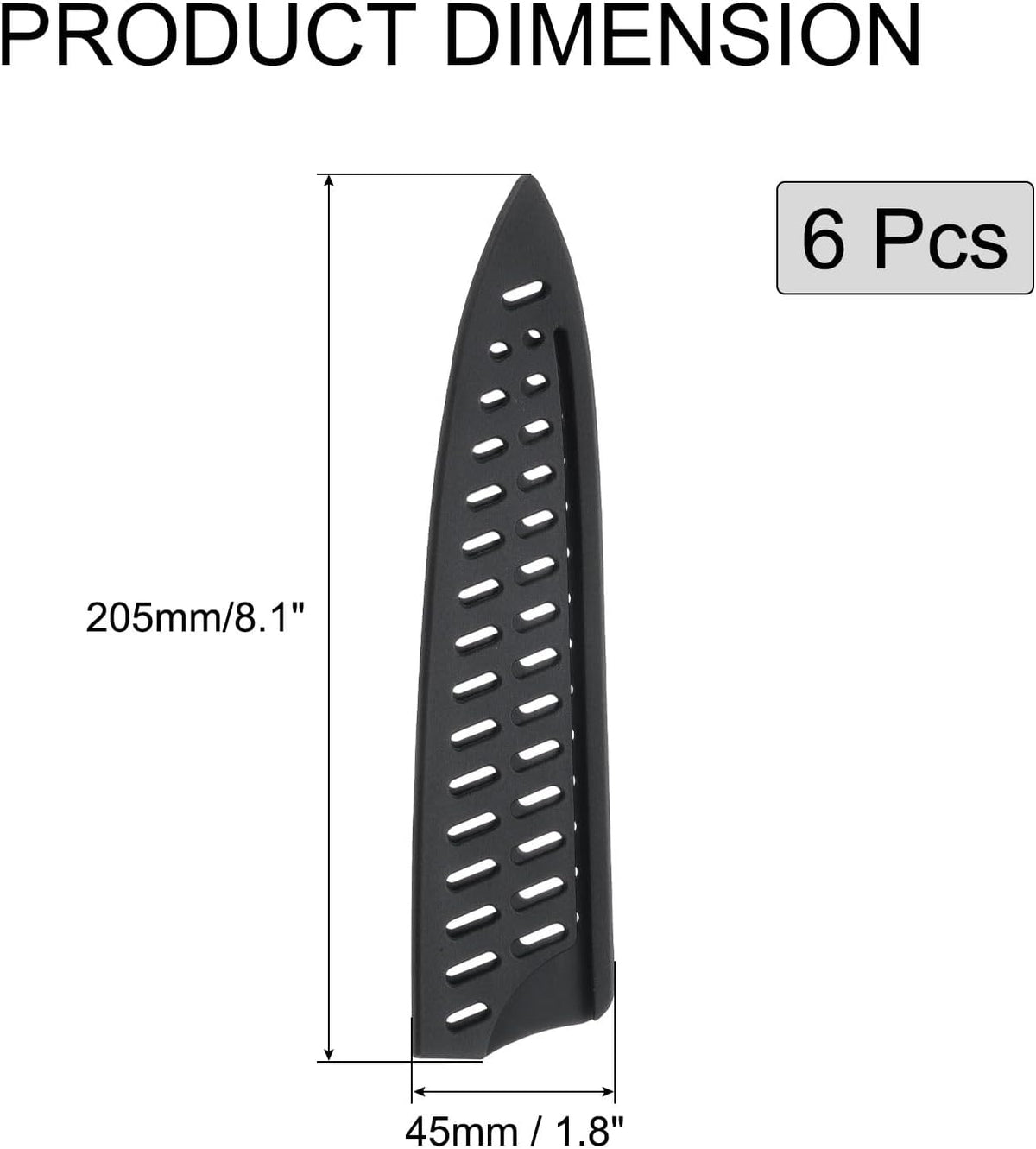 6 Pcs Knife Cover Sleeves, 5.3" x 1" PP Knives Edge Guard Blade Protector Universal Knife Sheath for Home Kitchen, Black