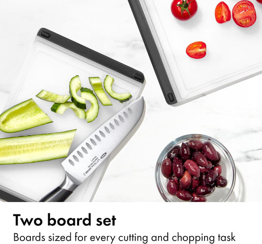 Good Grips 2-Piece Cutting Board Set, Cutting Boards for Kitchen Prep, Non-Porous Double-Sided Design, Dishwasher-Safe, Durable Kitchen Essentials