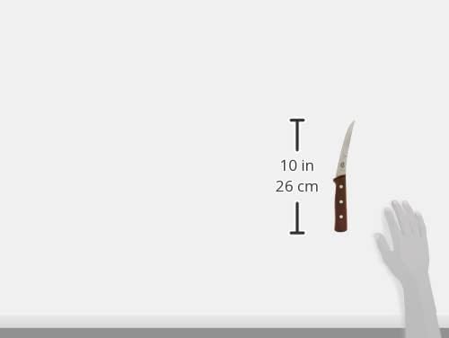 Wood 5" Boning Knife, Curved, Semi-stiff Blade, Brown | Expertly debone and carve with this high-carbon stainless steel butcher knife featuring a comfortable ergonomic wood grip