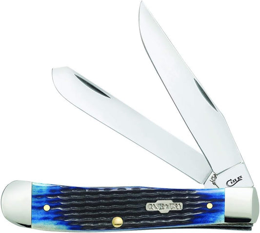 Case WR XX Pocket Knife Trapper Caribbean Blue Jig Bone Item #25592 - (6254 SS) - Length Closed: 4 1/8 Inches
