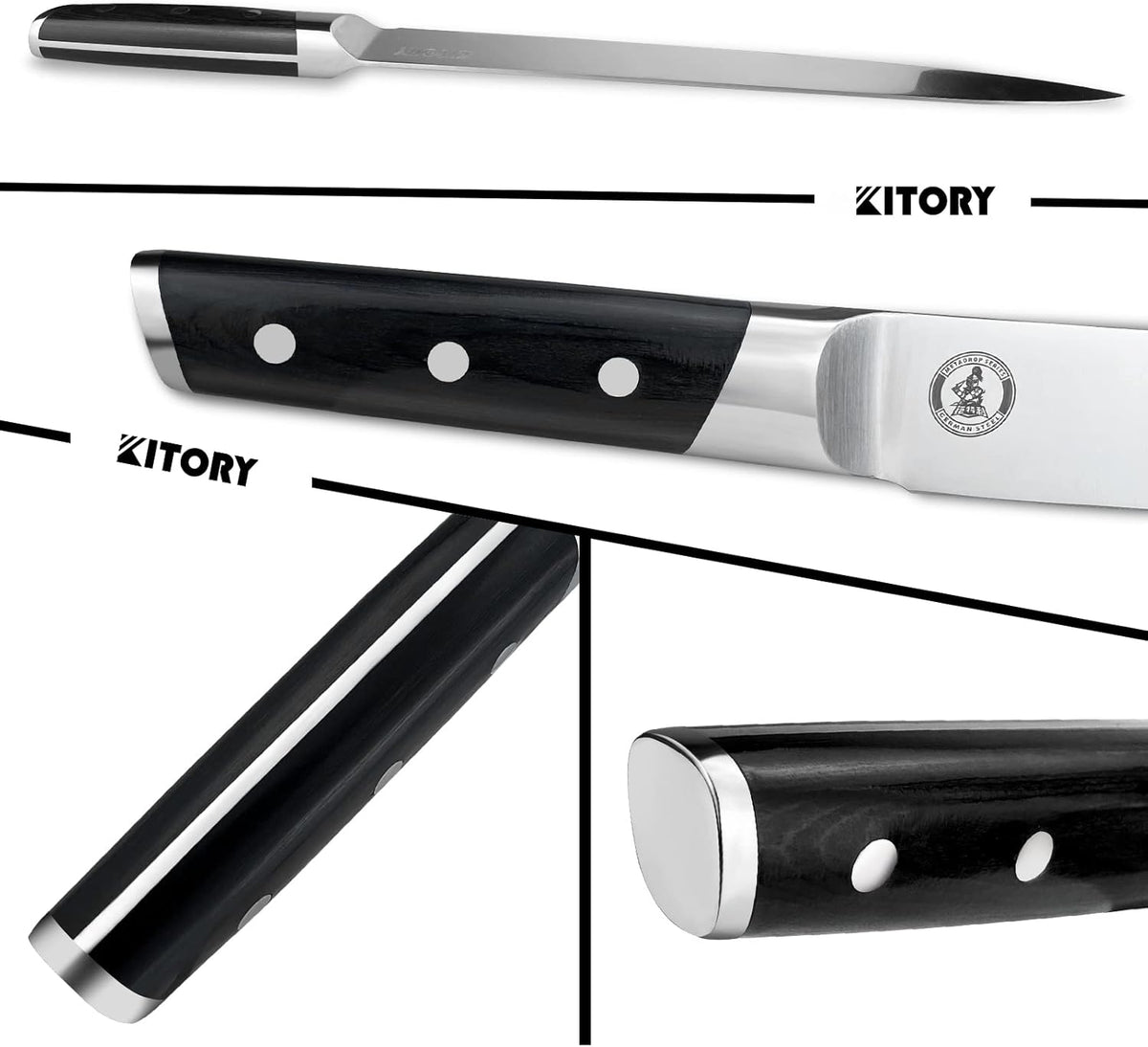 12” Slicing Knife - Japanese Style Meat Carving and BBQ Brisket Knife for Turkey - German High Carbon Steel- Big Size pakkaWood Mirror Finish Handle Design, with Gift Box