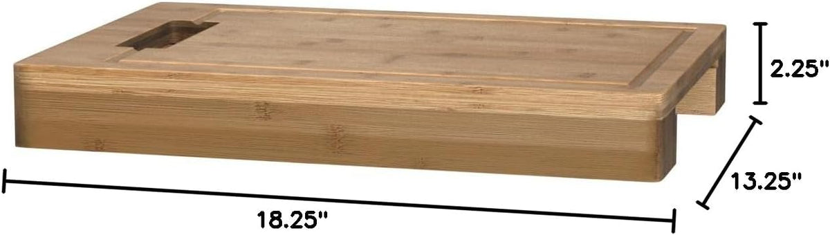 PRO Bamboo Cutting Board with Stainless Steel Bowls 70012 Naturally Cutting Board with Two Stainless Steel Bowls, Chopping and Carving Meat