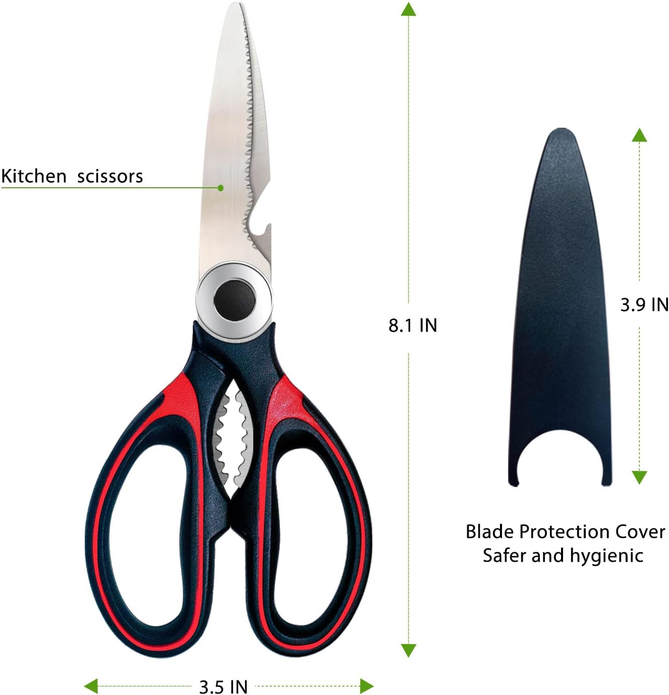 Kitchen Scissors 2 Pack Shears All Purpose Heavy Duty Sharp for Food | Multipurpose, Utility Sharp, Dishwasher Safe, For Poultry, Meat, Vegetable