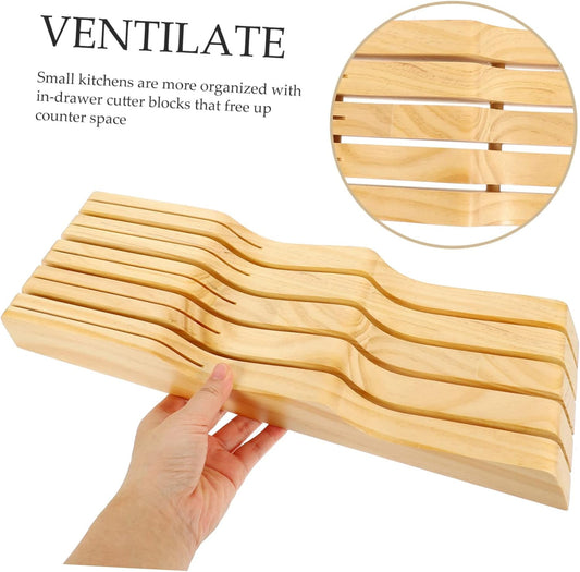 Block Knife Holder Knives Storage Rack In-drawer Knives Block Wooden Knives Storage Easy to Cle