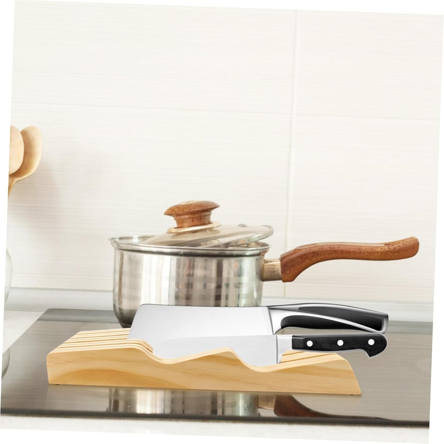 Block Knife Holder Knives Storage Rack In-drawer Knives Block Wooden Knives Storage Easy to Cle