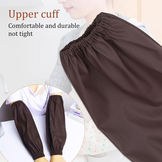 2Pairs Elastic Waterproof PU Arm Oversleeves for Cooking Garden Task | Sleeves Protector,Oilproof,Soft Breathable PU Leather,Reusable,Keep Sleeves Clean,for Dishwashing Gardening Car Washing