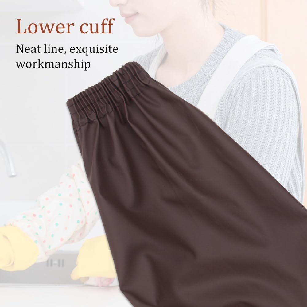 2Pairs Elastic Waterproof PU Arm Oversleeves for Cooking Garden Task | Sleeves Protector,Oilproof,Soft Breathable PU Leather,Reusable,Keep Sleeves Clean,for Dishwashing Gardening Car Washing