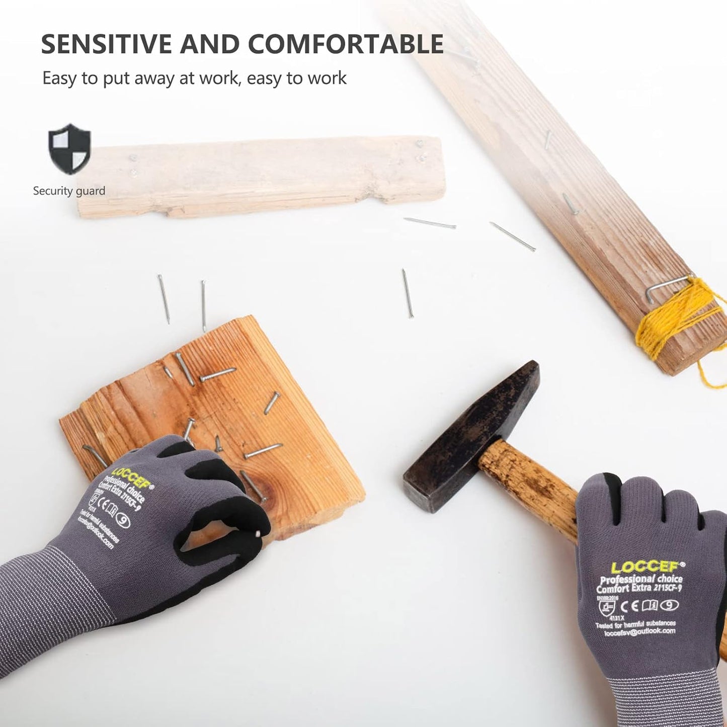 MicroFoam Nitrile Coated Safety Work Gloves | Breathable seamless liner, unisex fit for men women, multi-use for DIY, gardening, automotive, warehousing general work