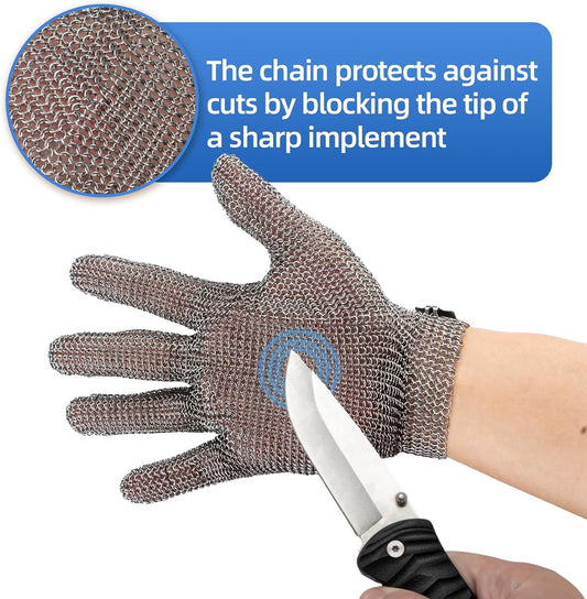 Metal Mesh Gloves (XXS~XL), Anti-cut Gloves, Butcher's Gloves Food Grade Stainless Steel Metal Mesh Gloves