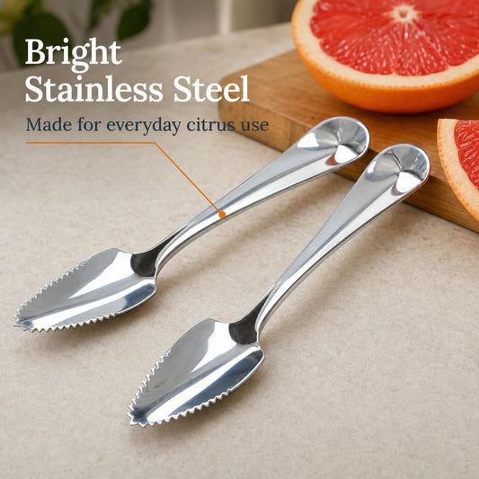 Grapefruit Spoons ,Set of 2 Grapefruit Spoons serrated stainless steel ,grapefruit spoon Baby fruit spoon scraper, Spoons with Serrated Edges for Orange & Kiwi, Ginger Peeler