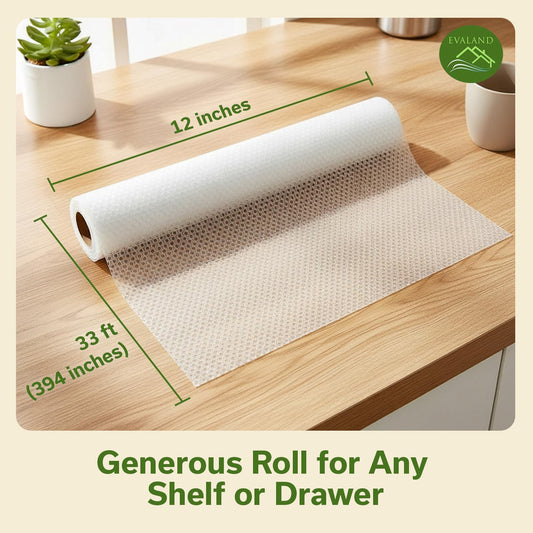 Shelf Liner Cabinet Liner Non-Adhesive Drawer Liner 12 in x 33 FT | Non-Slip, Washable, Waterproof, Fridge Liners, Contact Paper, Shelf Liners for Cabinets, Kitchen, Refrigerator, Clear