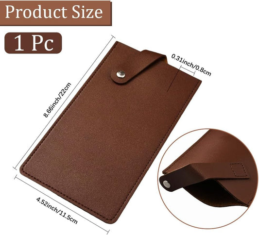 Universal PU Leather Meat Knife Cleaver Edge Guard Waterproof Wide Butcher Scissors Knife Sheath Dark Brown Durable Chef Scissors Cover Sleeve Protector Case Holder with Snap for Kitchen